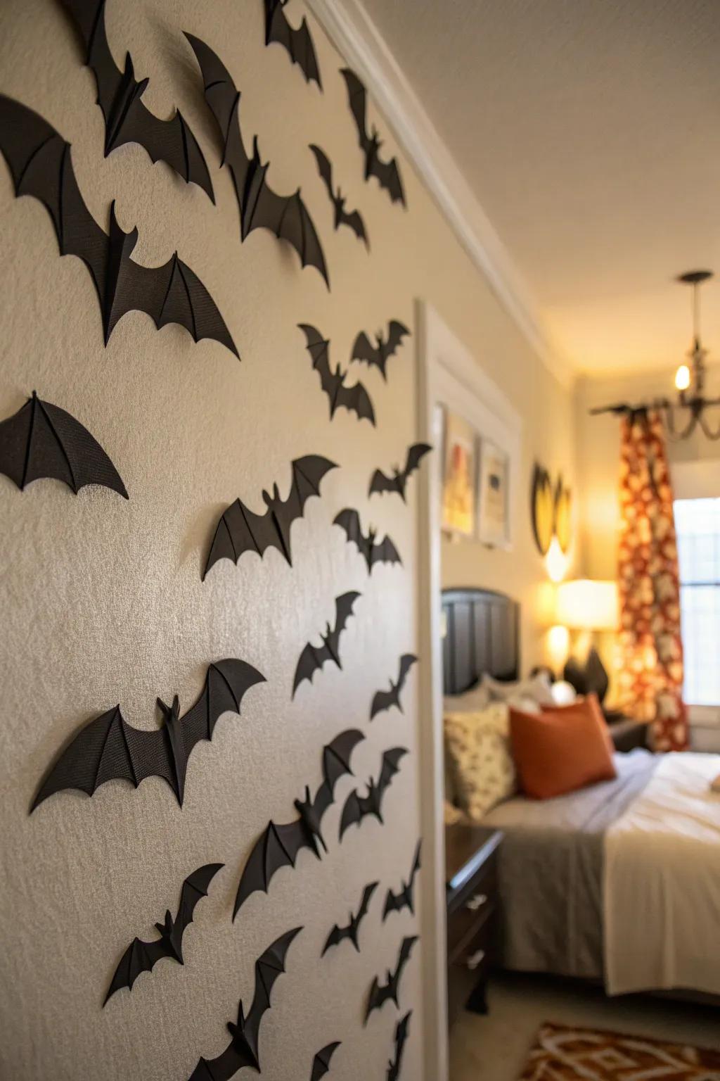 Paper bats can introduce an element of surprise to your bedroom decor.