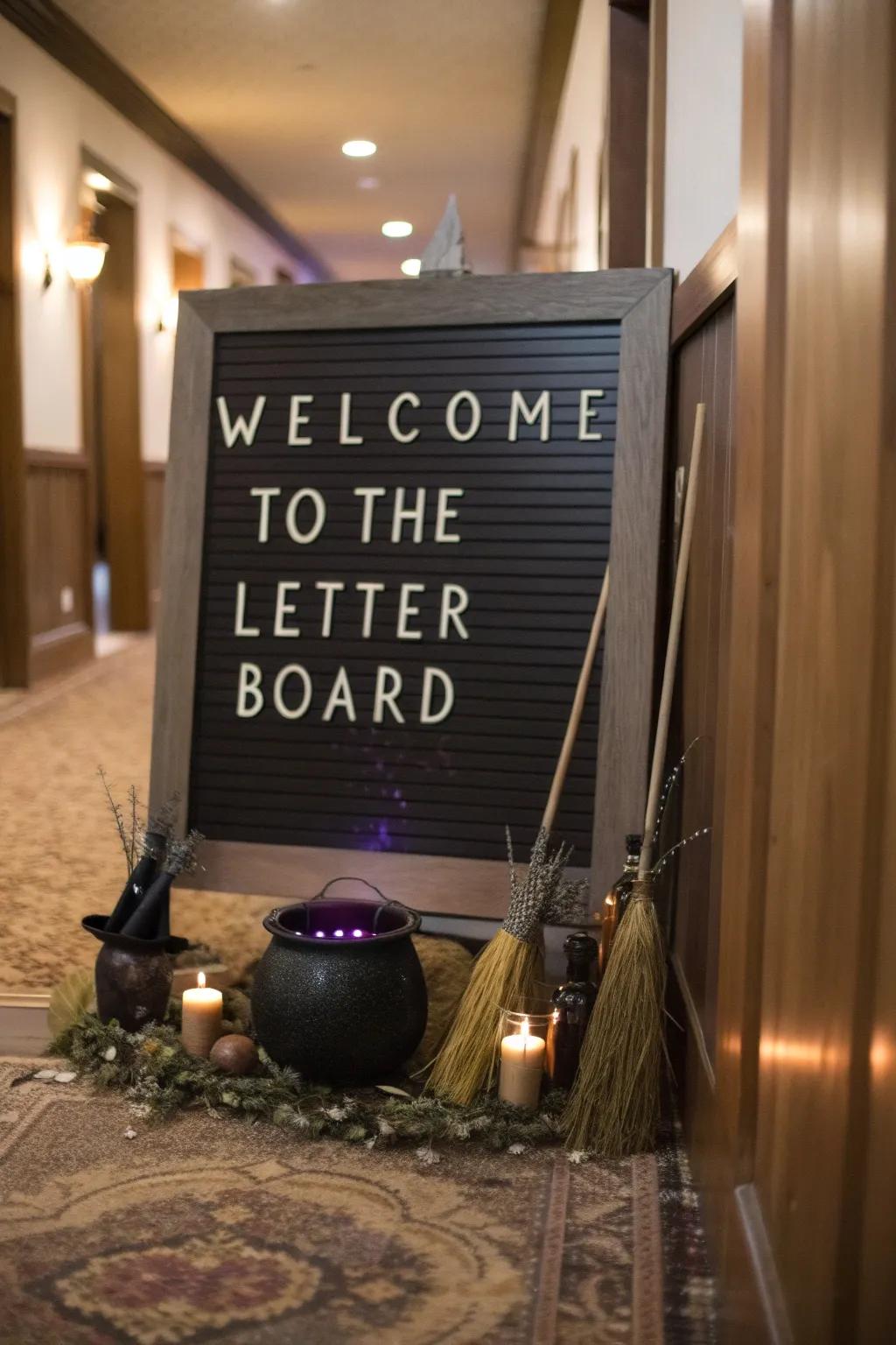 Clear the path for witches using a playful sign.