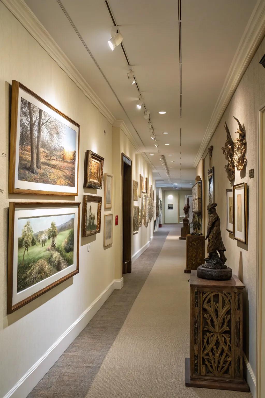 Themed artworks add depth and an element of storytelling to corridors.