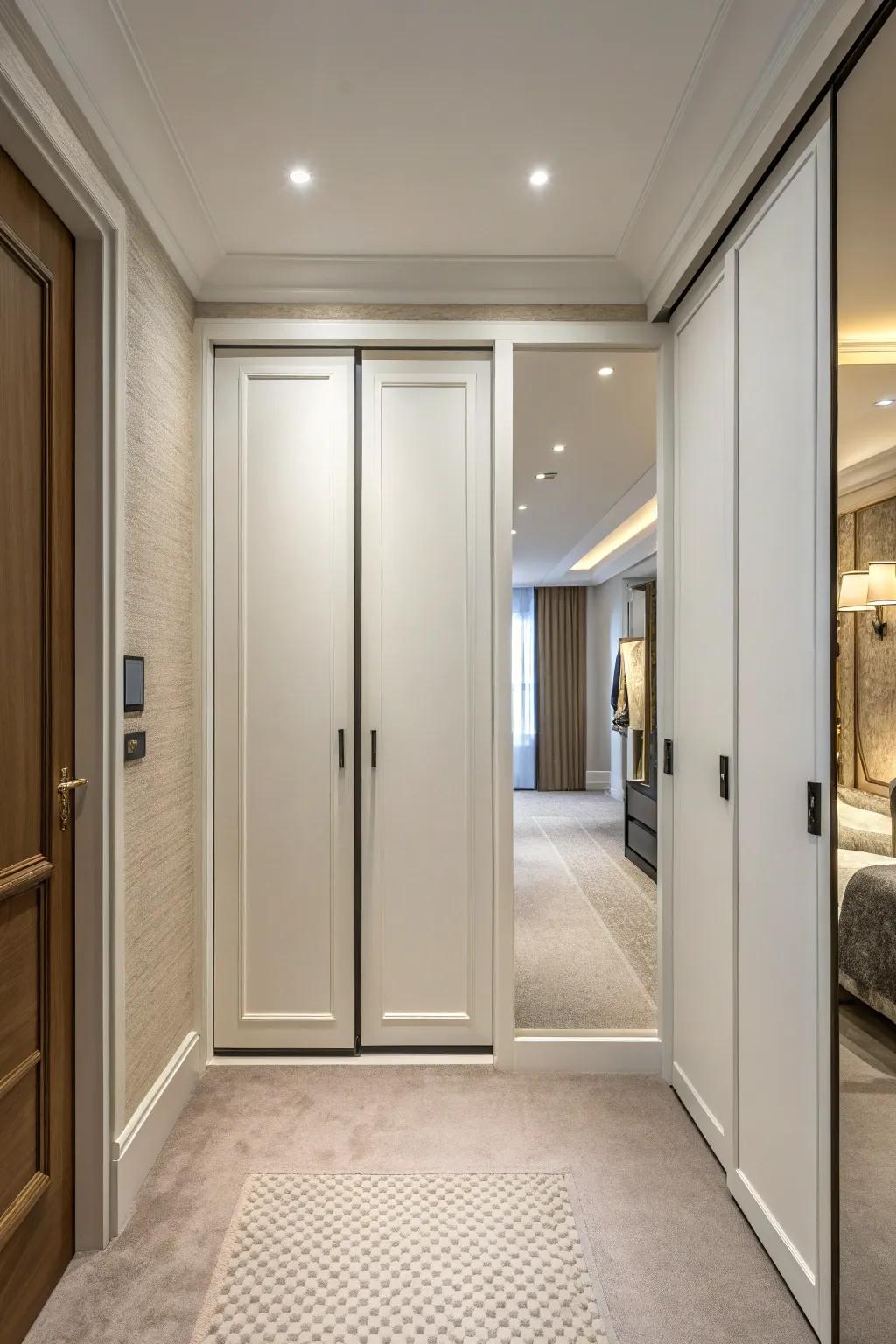 Embrace simplicity through minimalist closet door designs.