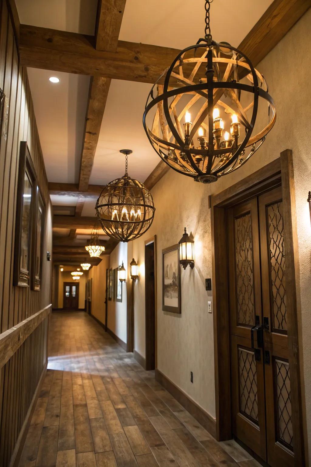 Country light fixtures add warmth and personality.