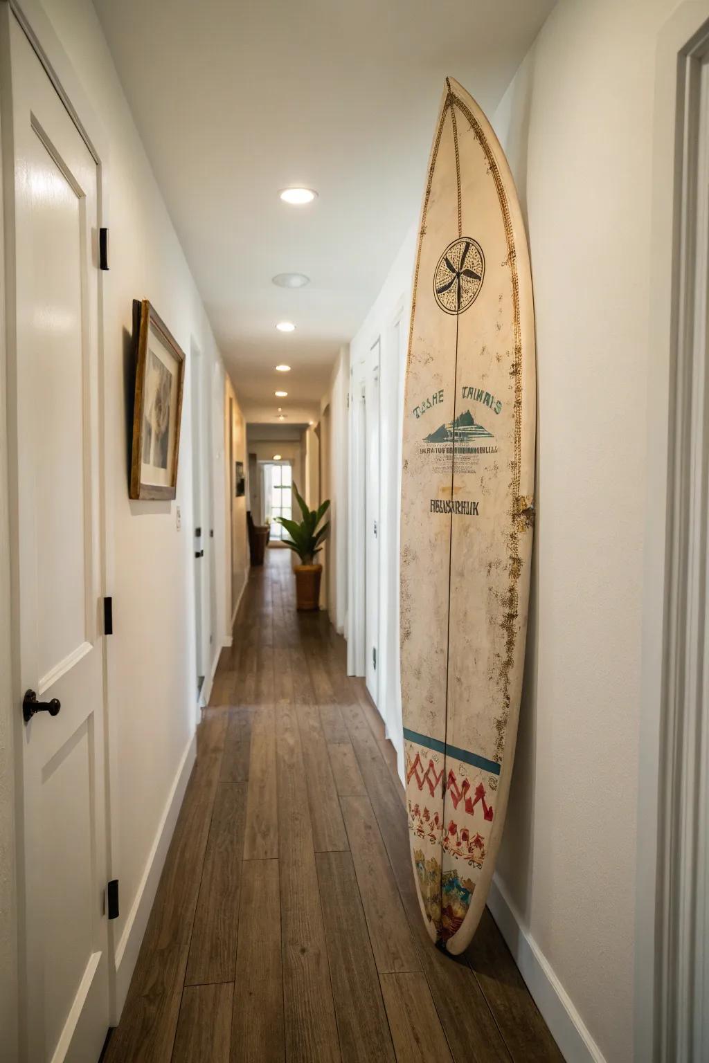 Surfboards make for unique and playful wall art.