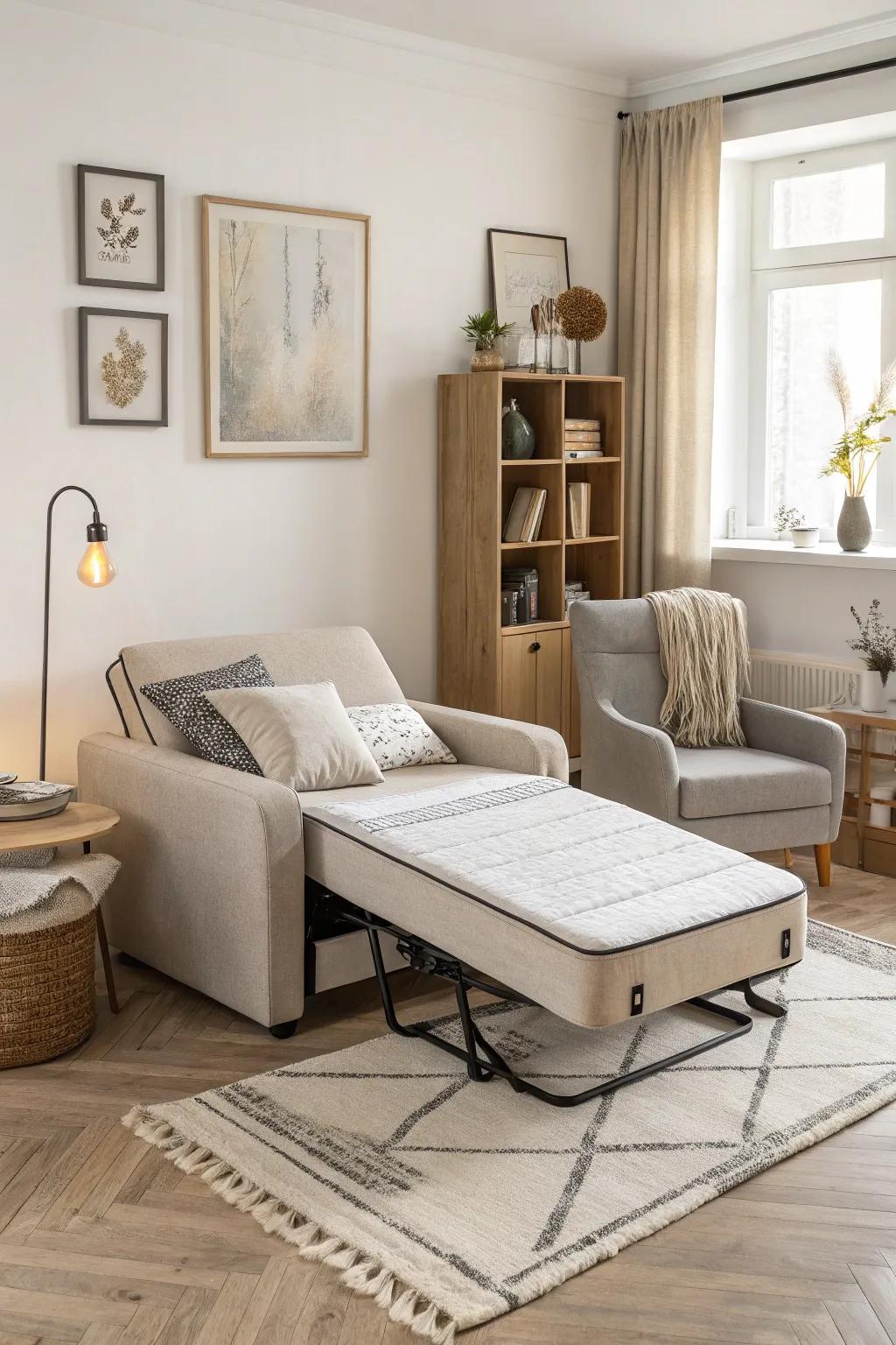 Compact chair bed for flexible living