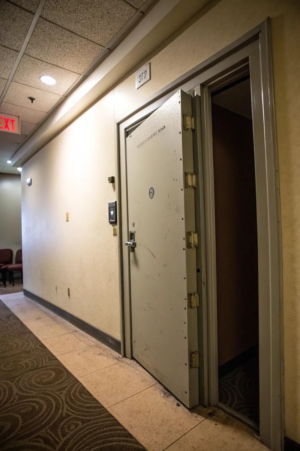 A hidden safe room offers security and discretion.