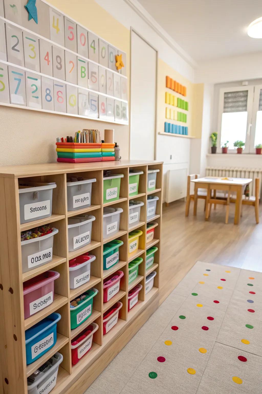 Keep things accessible and tidy using organized storage solutions.