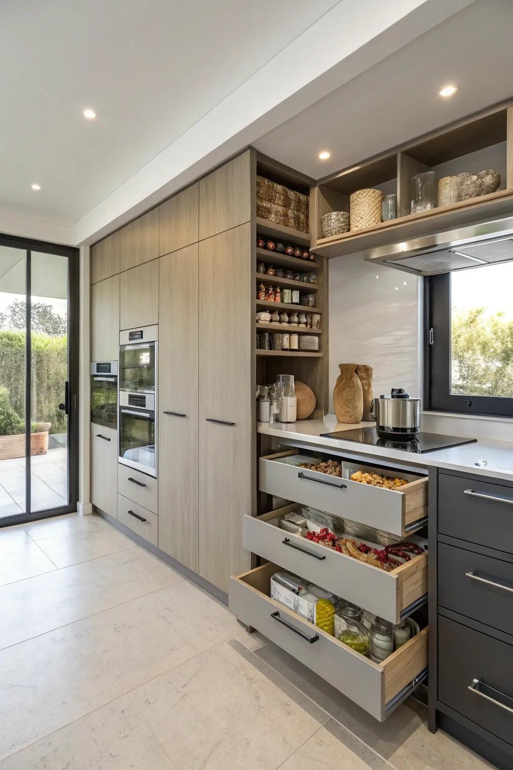 Innovative cupboards that keep everything in its place.