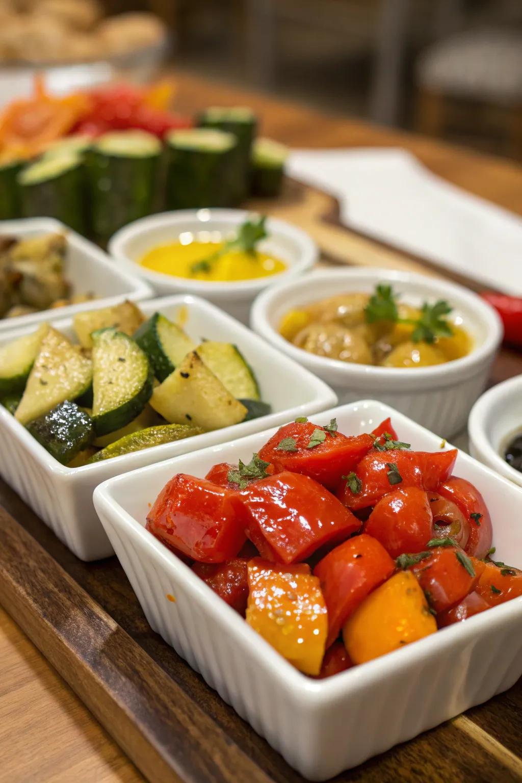 Marinated vegetables for an extra flavor lift.