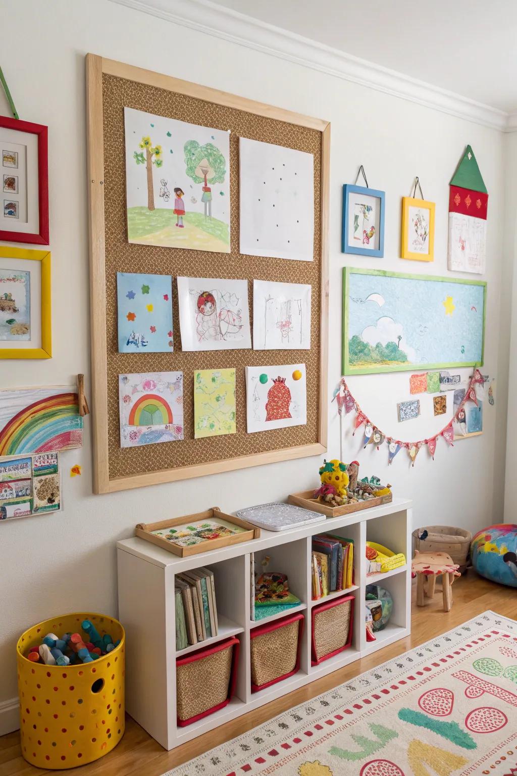 Motivate artistic ability by displaying kids' artwork proudly.