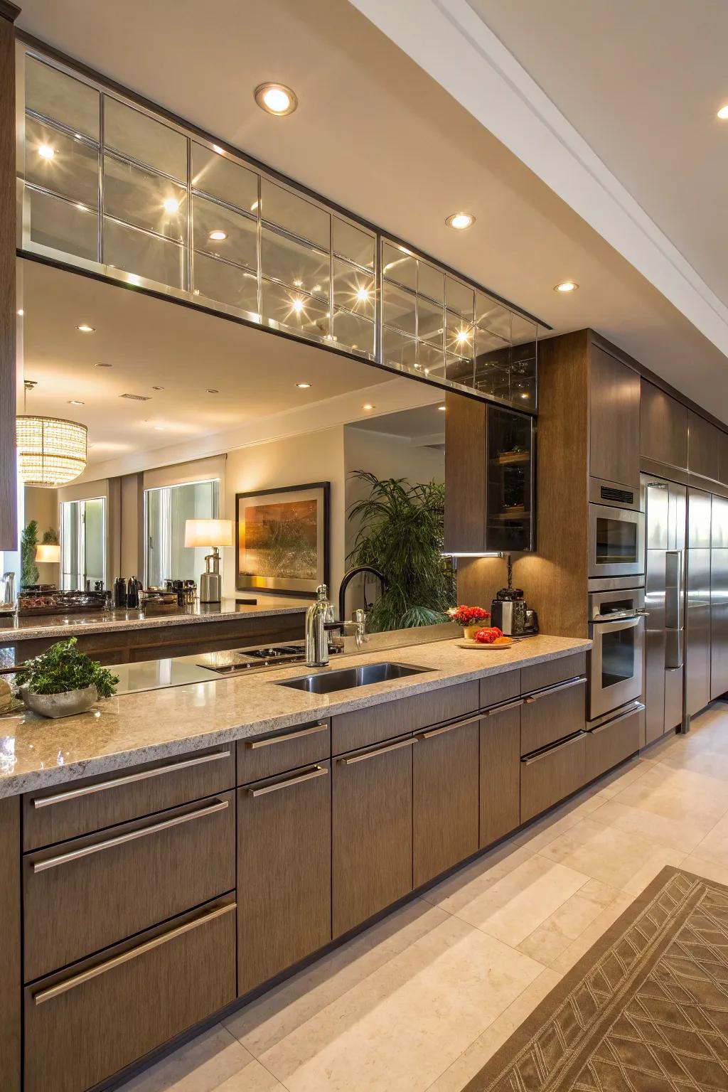 Reflective panels are ideal for expanding and brightening cooking areas.