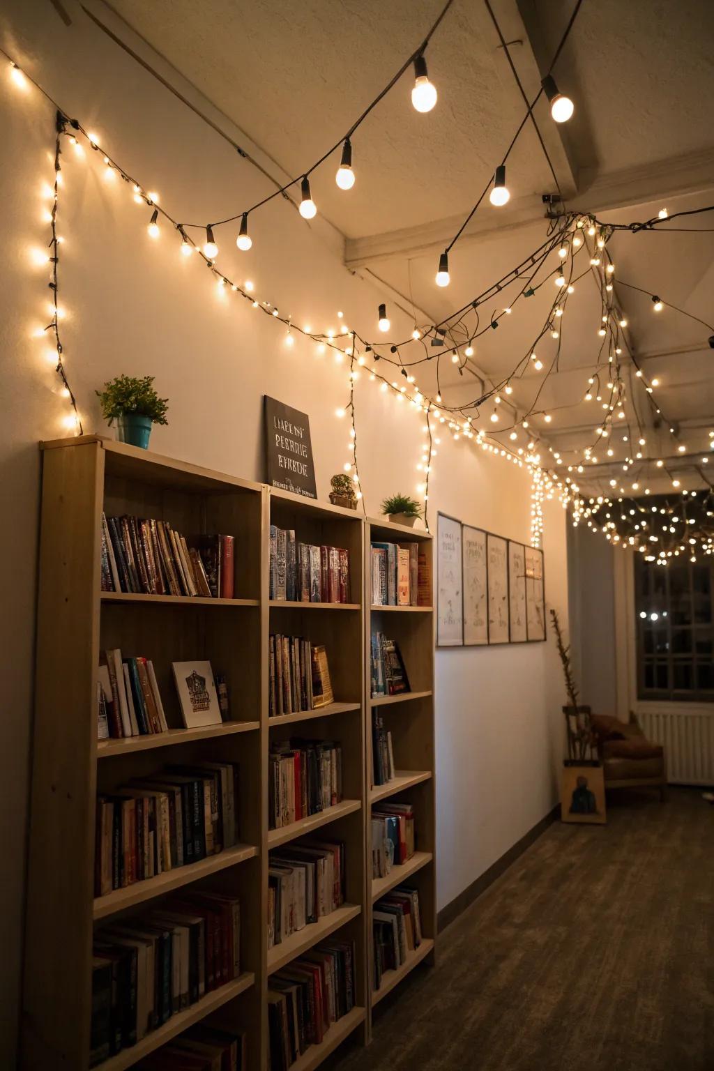 Fairy lights developing a romantic environment.