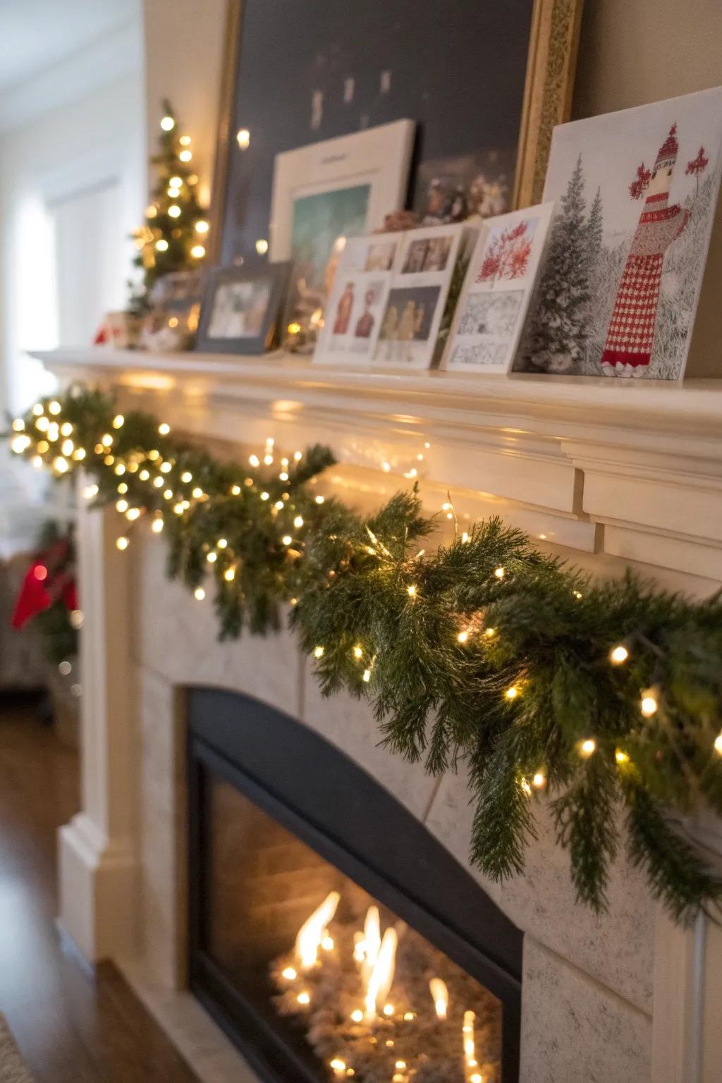 Produce a cozy ambiance with a fireplace display.