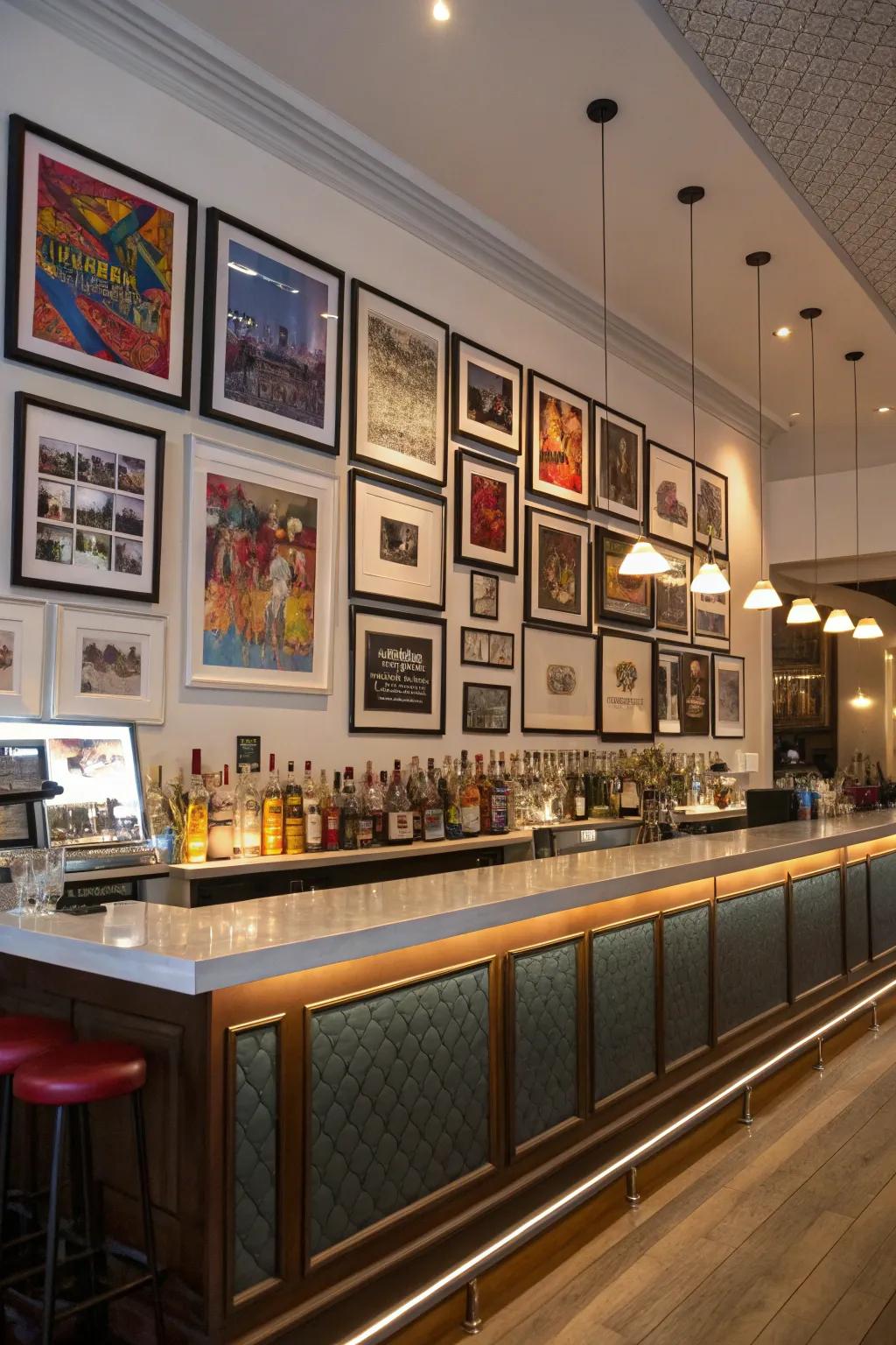 A wall display gives off a personal and artistic feel.