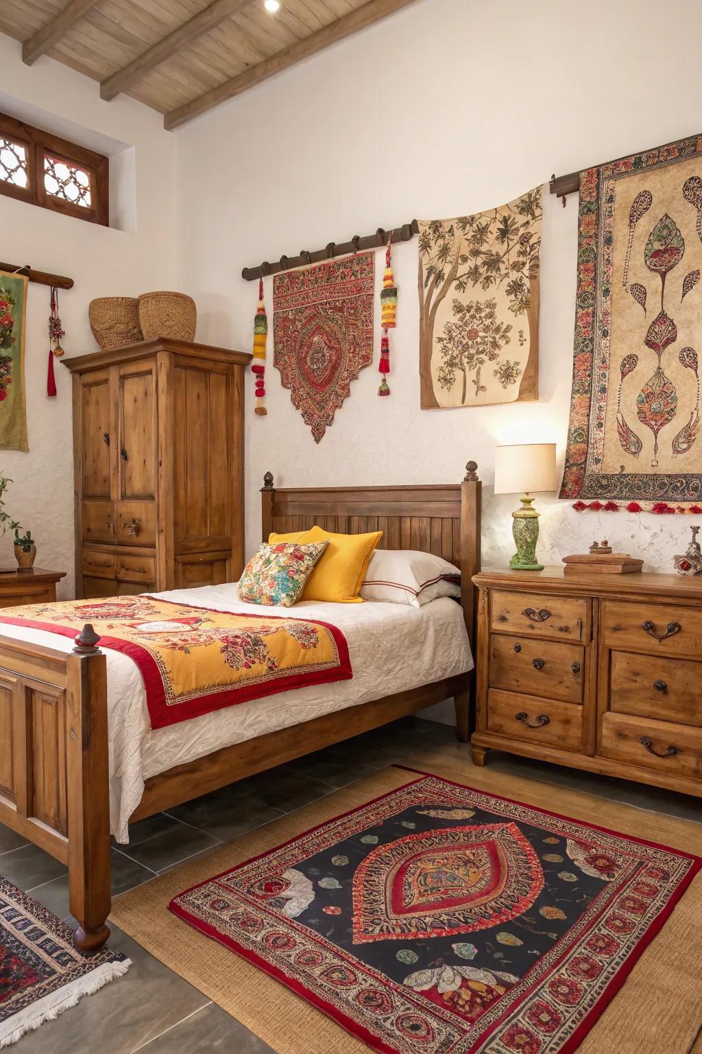 Country style wooden furnishings adds classic charm.