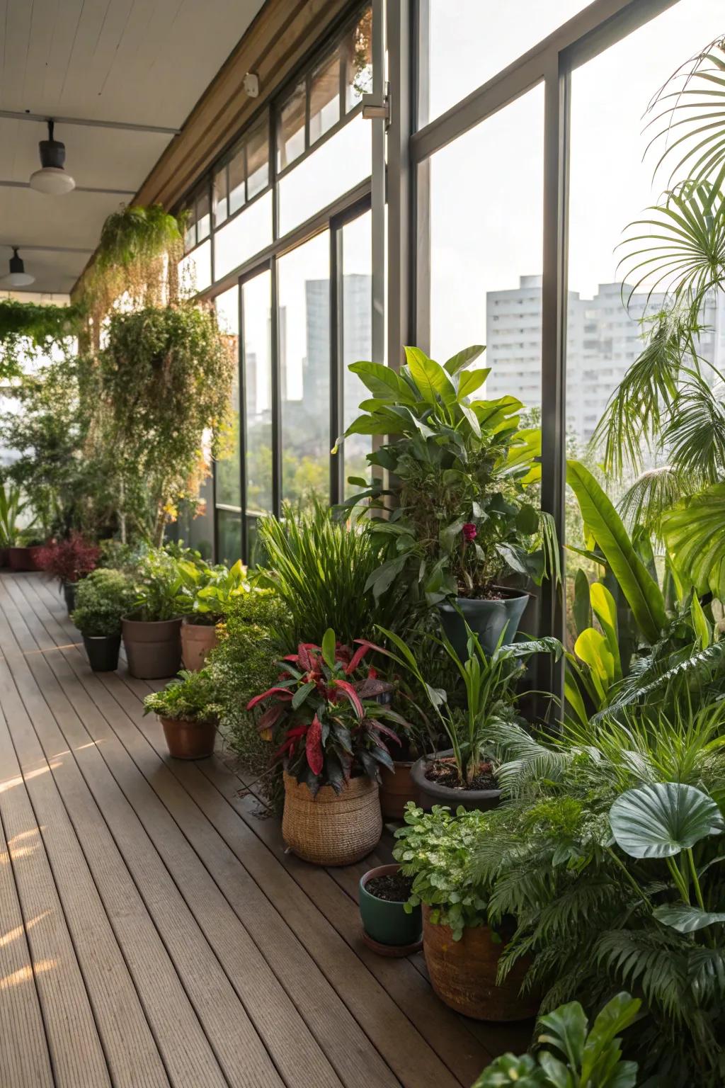 Indoor vegetation incorporates a plush, verdant vibe into this deck.
