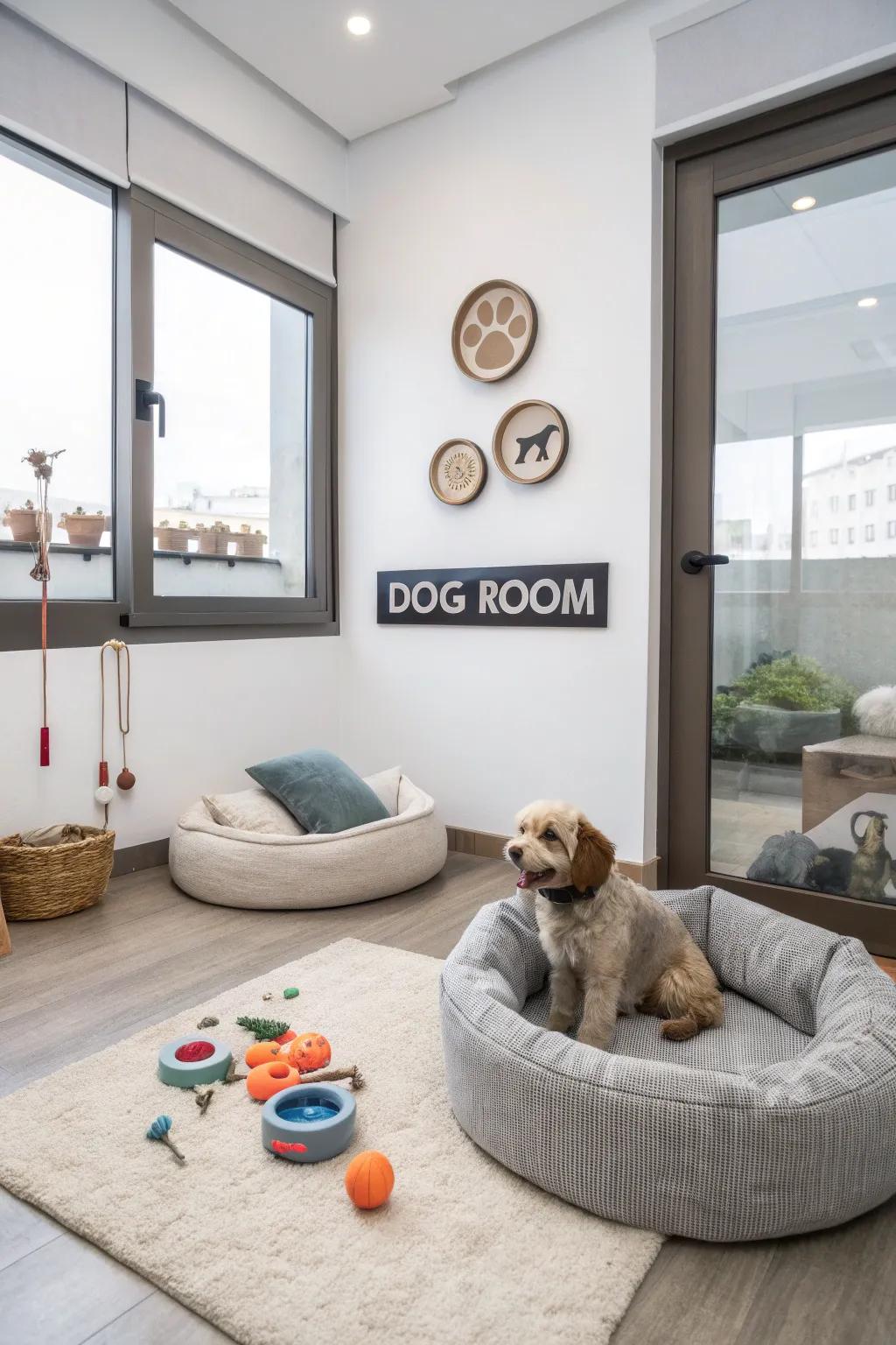 Individualized embellishments for a distinctive and appealing dog setting.