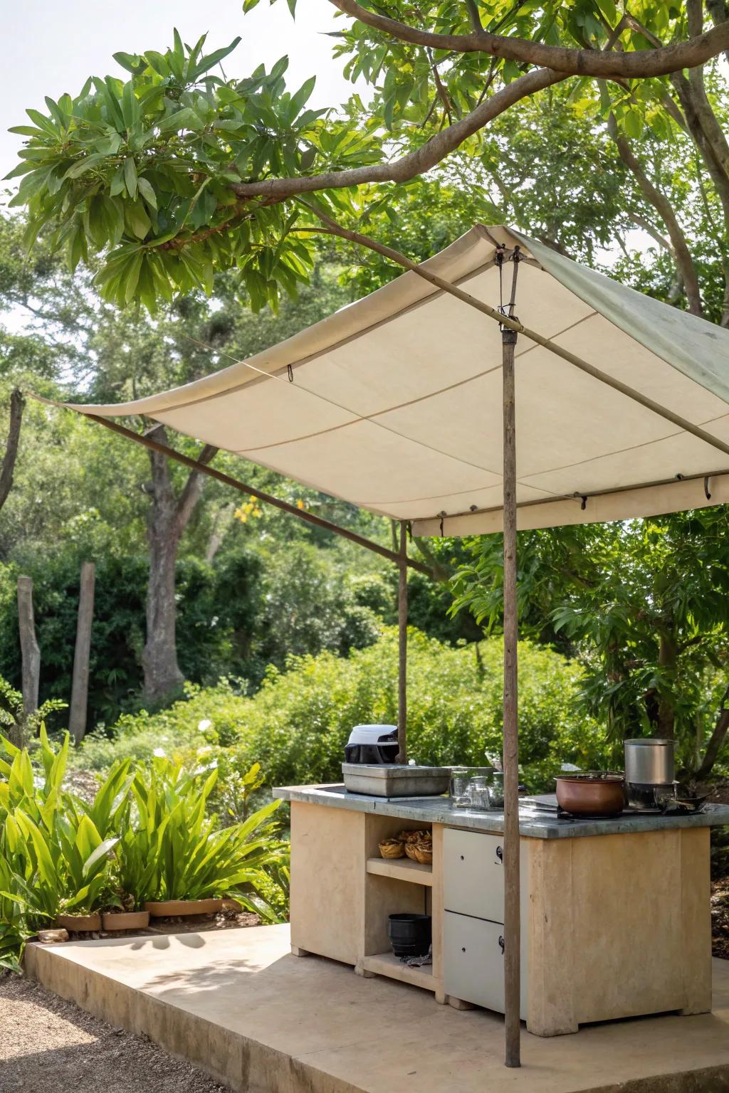 A sleek canvas canopy that offers shade and style.