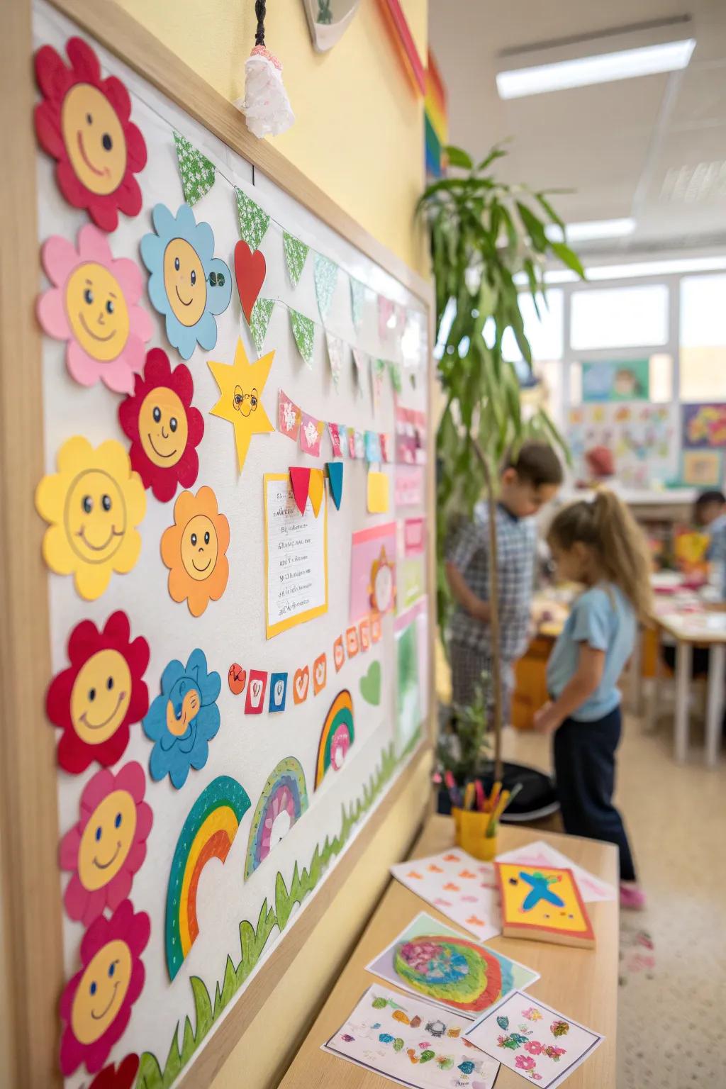 A board filled with kind words to inspire young hearts and minds.