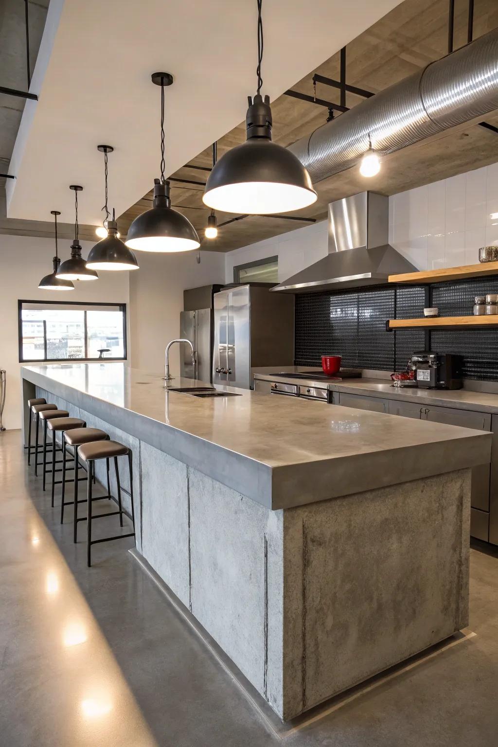 Hardtop worktops deliver a chic industrial edge.