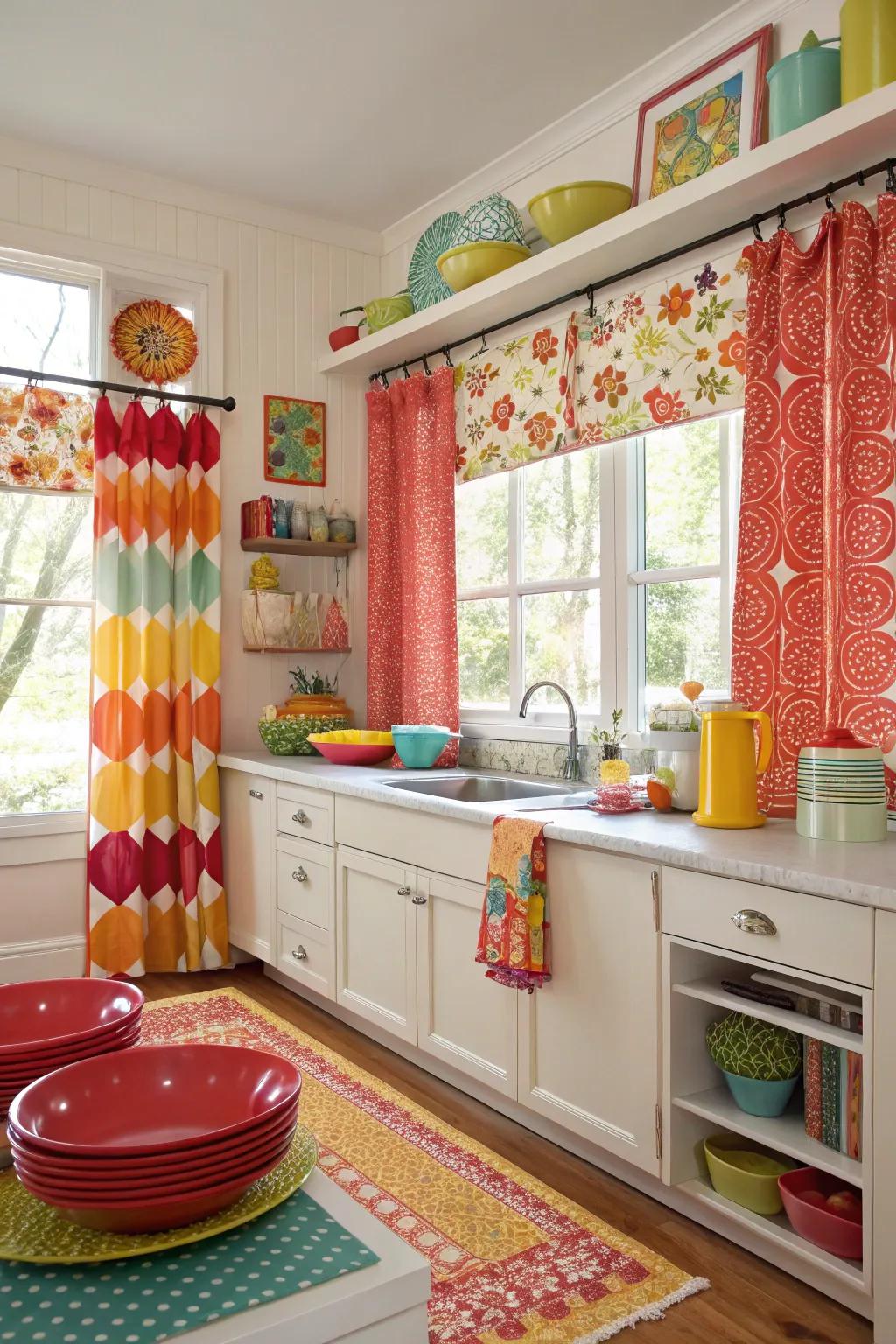 Bold colors make your kitchen window pop with personality and flair.