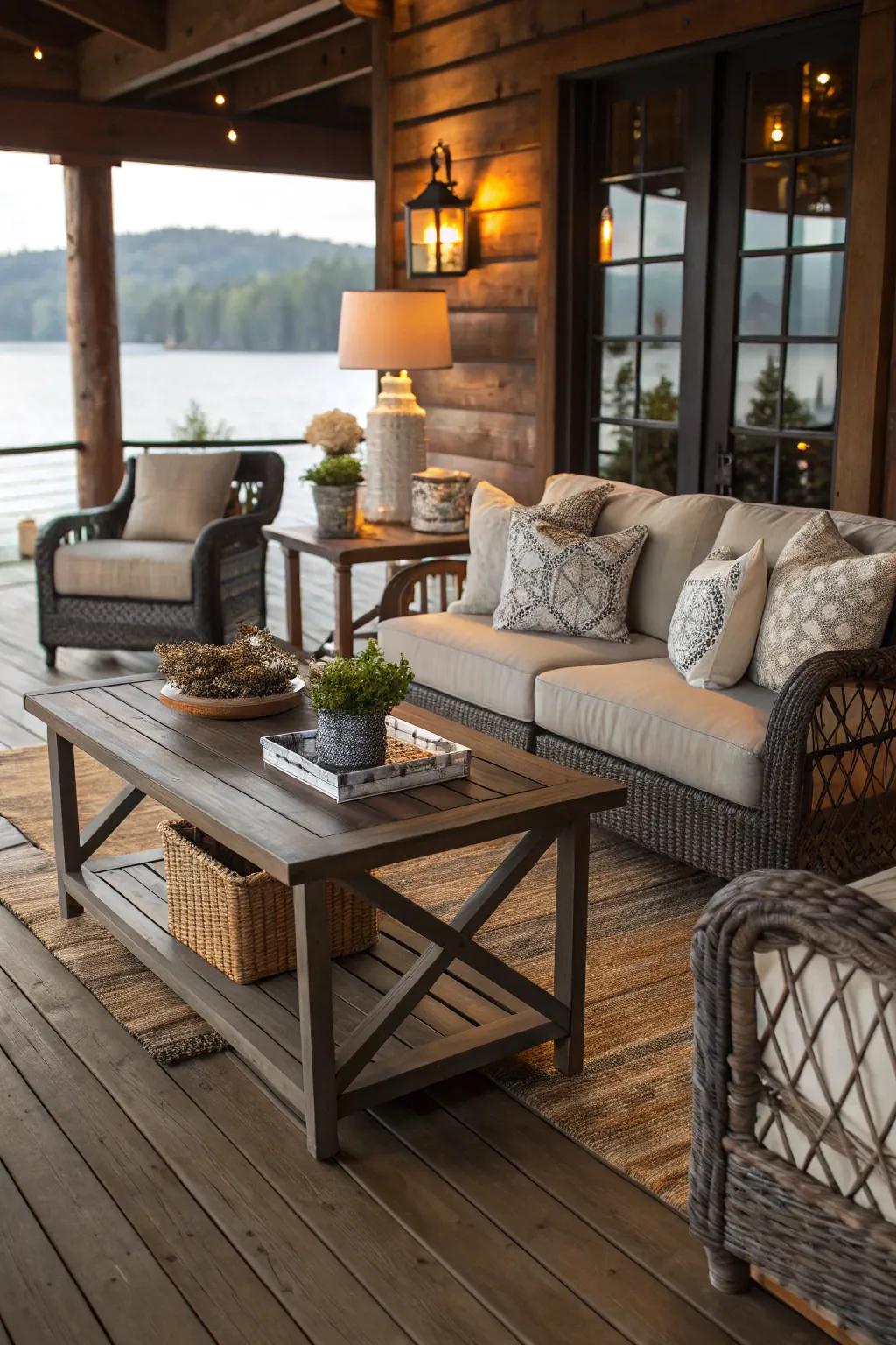 Practical furnishings enhance both flair and utility.