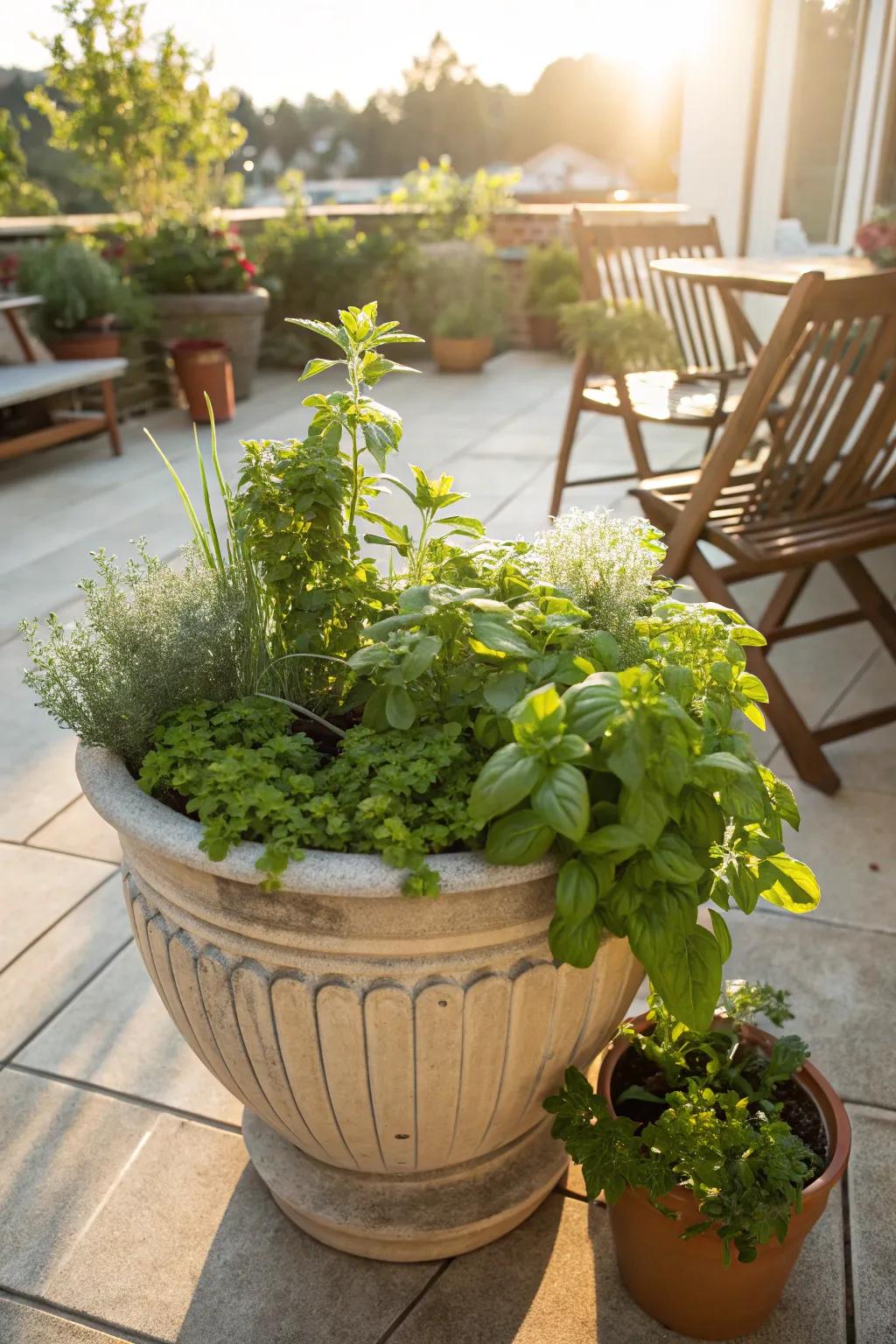 Cultivate a fragrant herb garden right in your pot.