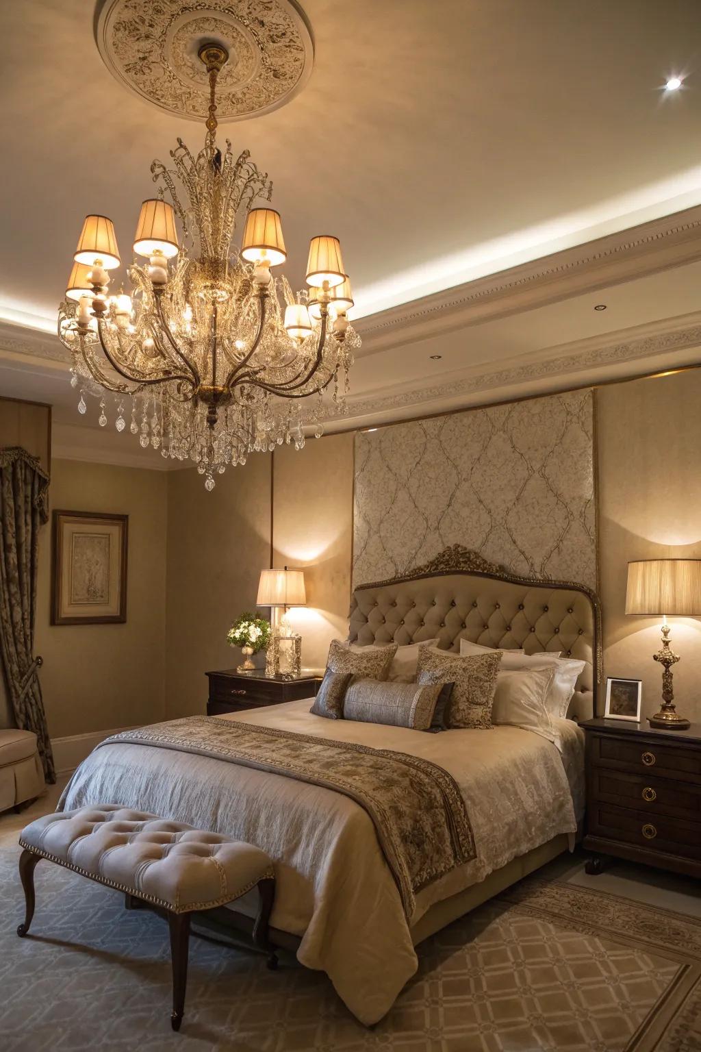 Elegant lighting accents add sophistication and warmth.