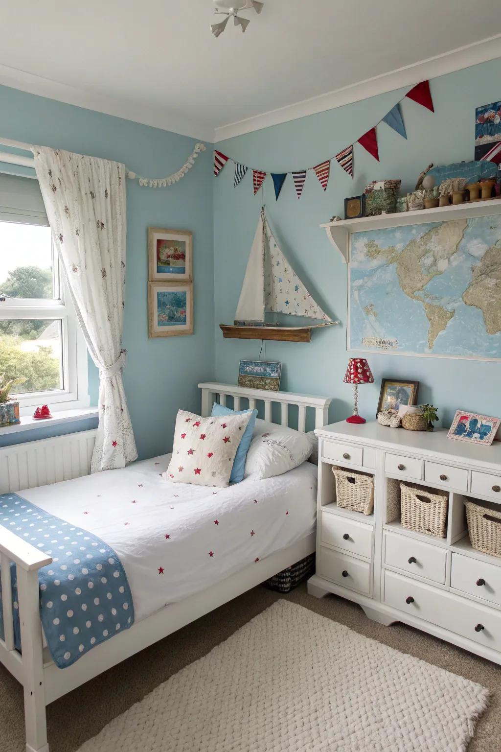 Sea-color blues that bring a sense of calm and fun.