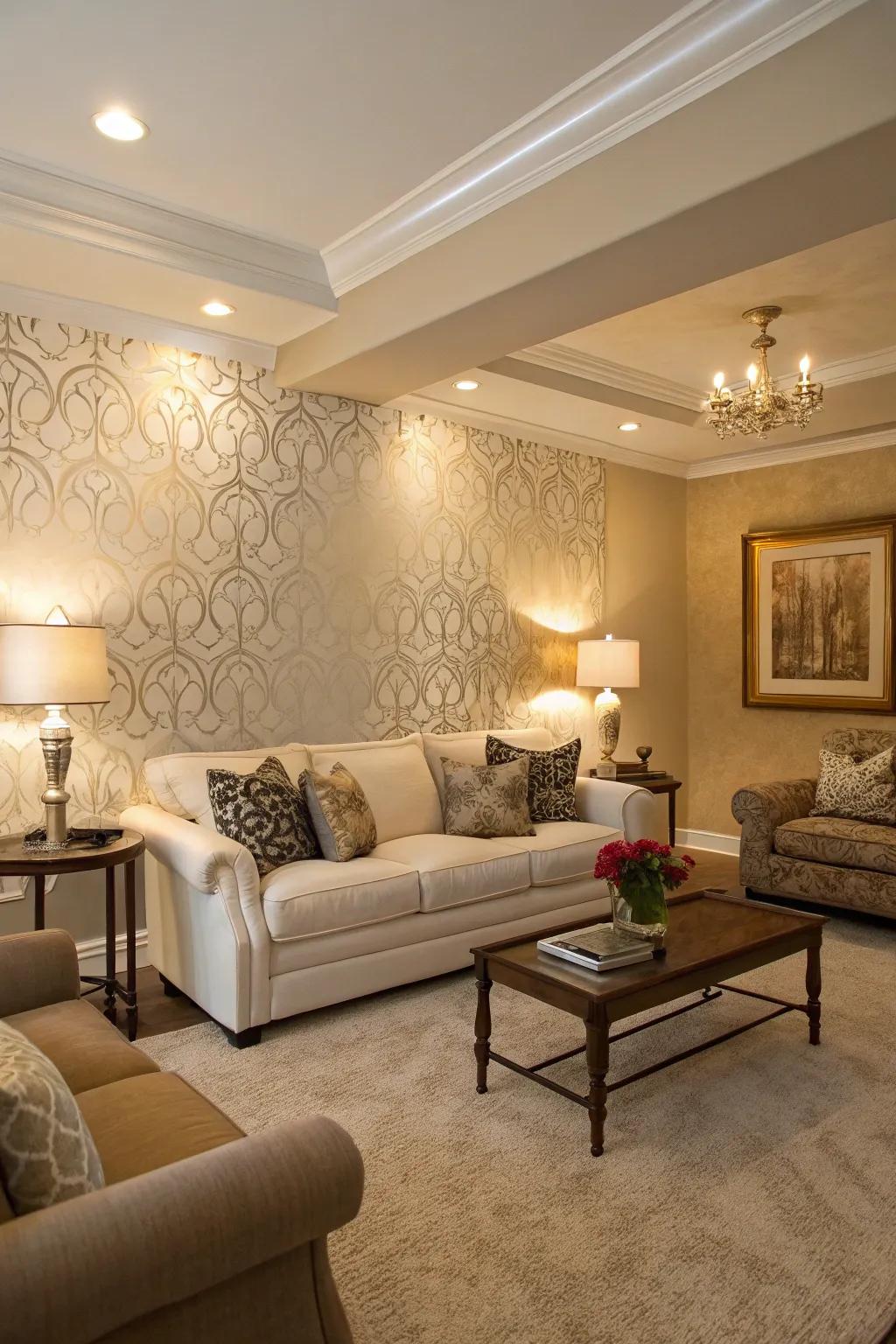 Textured coating adds depth and intrigue to this feature wall.