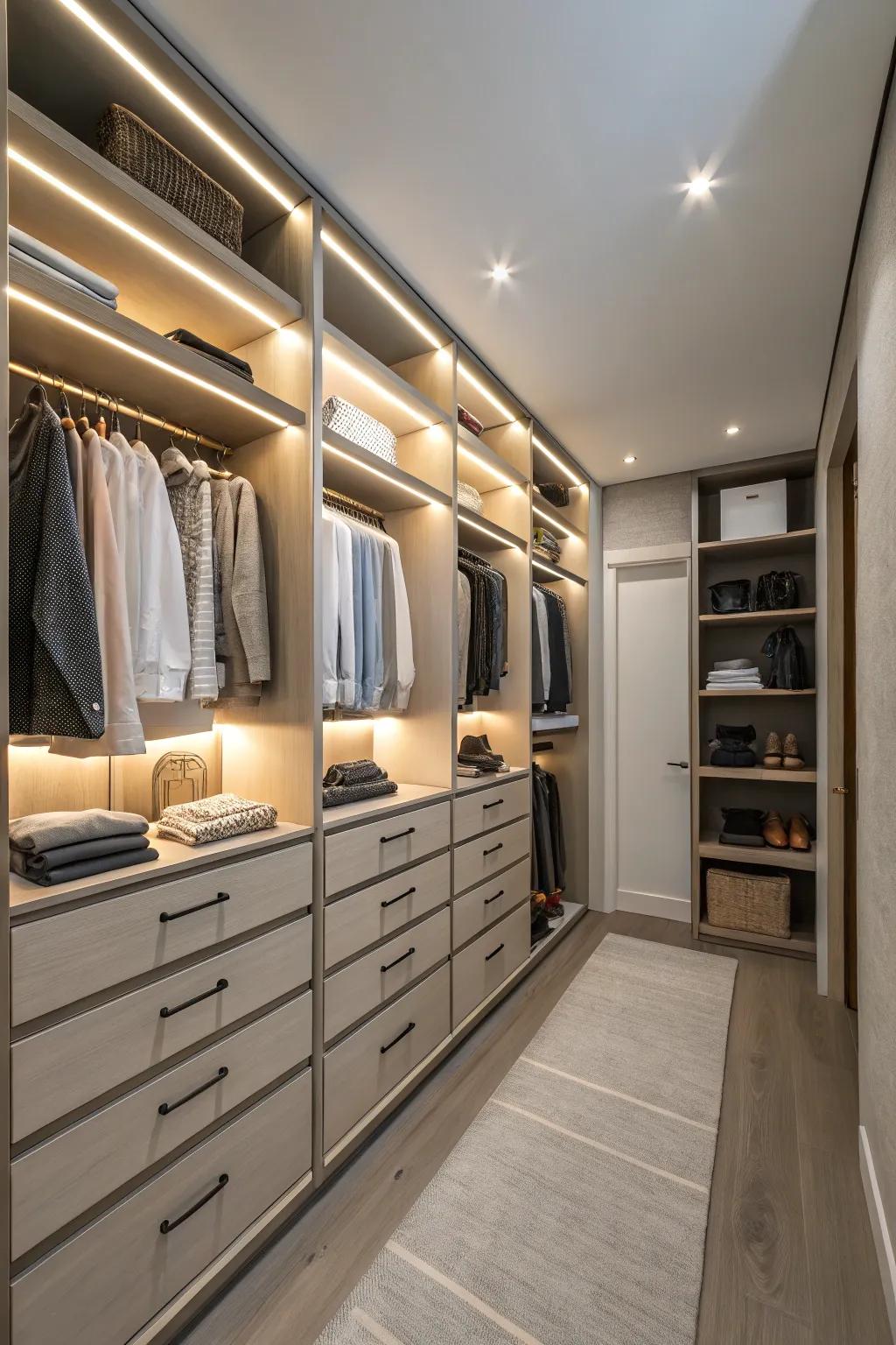 Built-in lighting enhances usability and aesthetic.