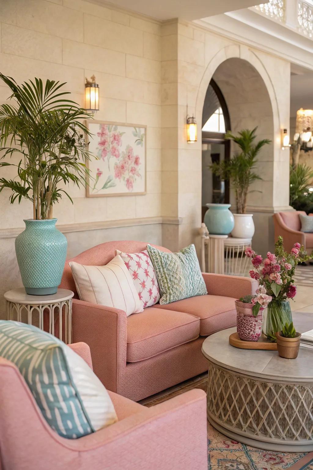 A living room is beautifully unified by a cohesive color scheme.