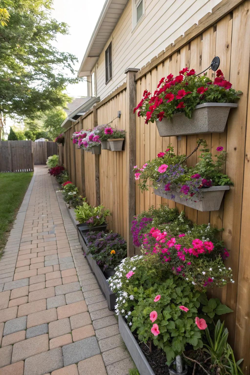 Vertical planters save space and improve your side yard.