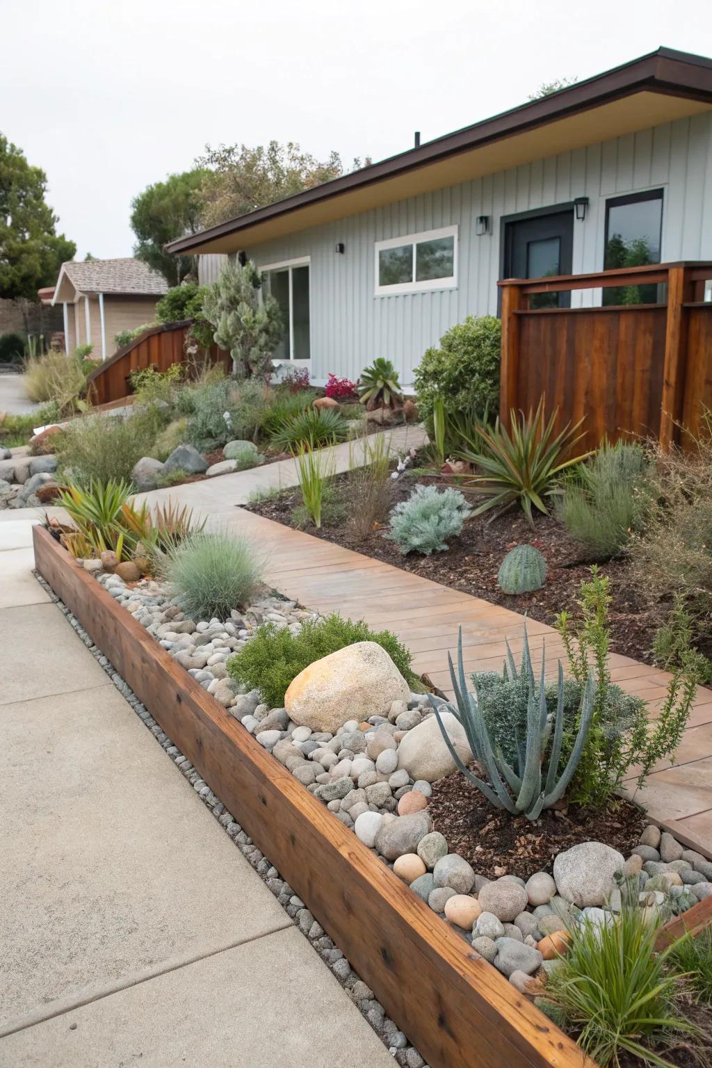 Clearly defined borders in a xeriscape create a polished and structured look.