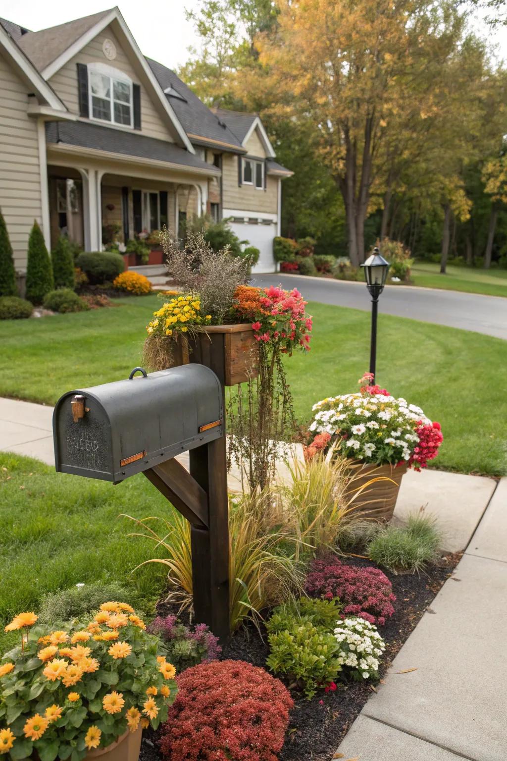 Honor each season with themed decorations around your mailbox.