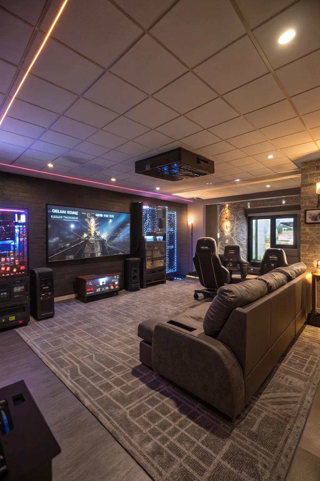 Explore virtual worlds safely with a dedicated VR zone in your basement.