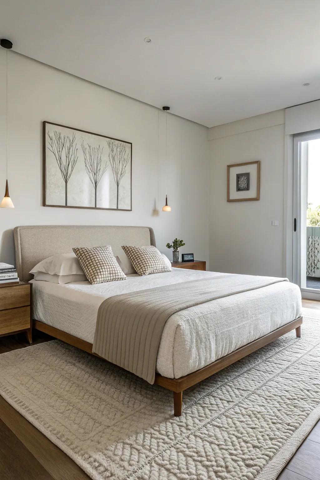 Concise ornaments preserve a spotless and refined space.
