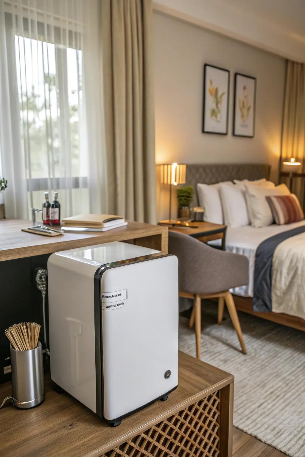 A fashionable cooling box layout enhancing a bedroom&rsquo;s aesthetic.