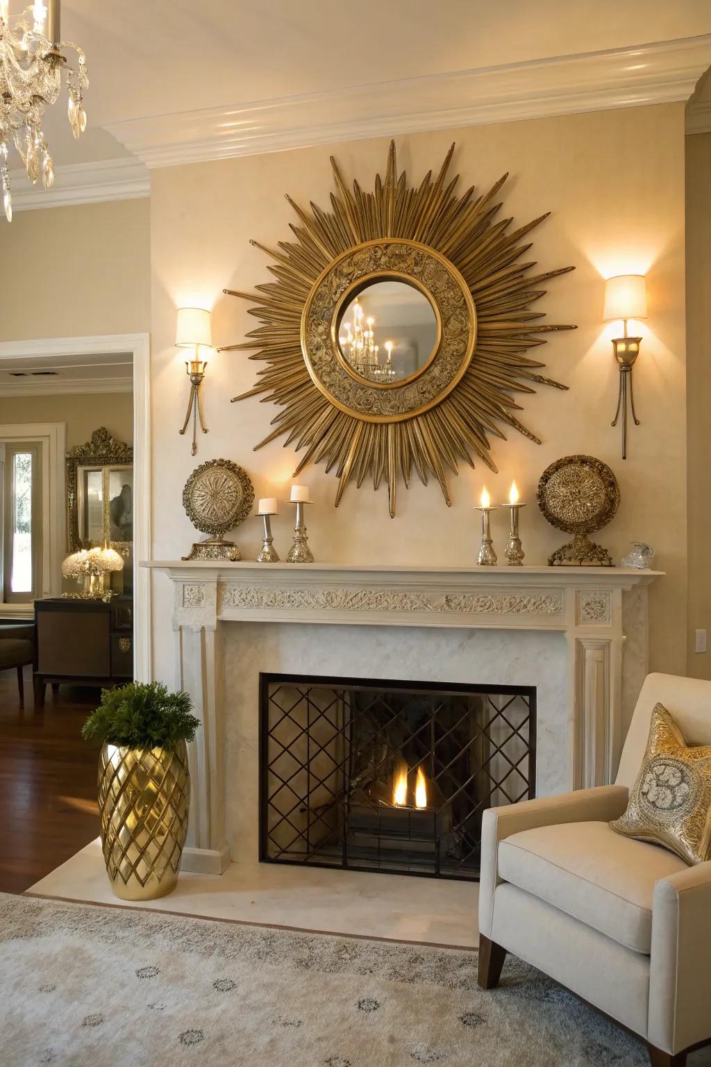 Radial mirrors bring a glamorous and eye-catching element.