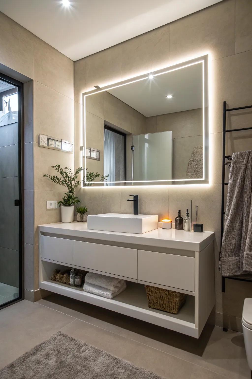 Bathroom mirrors merge utility with style.