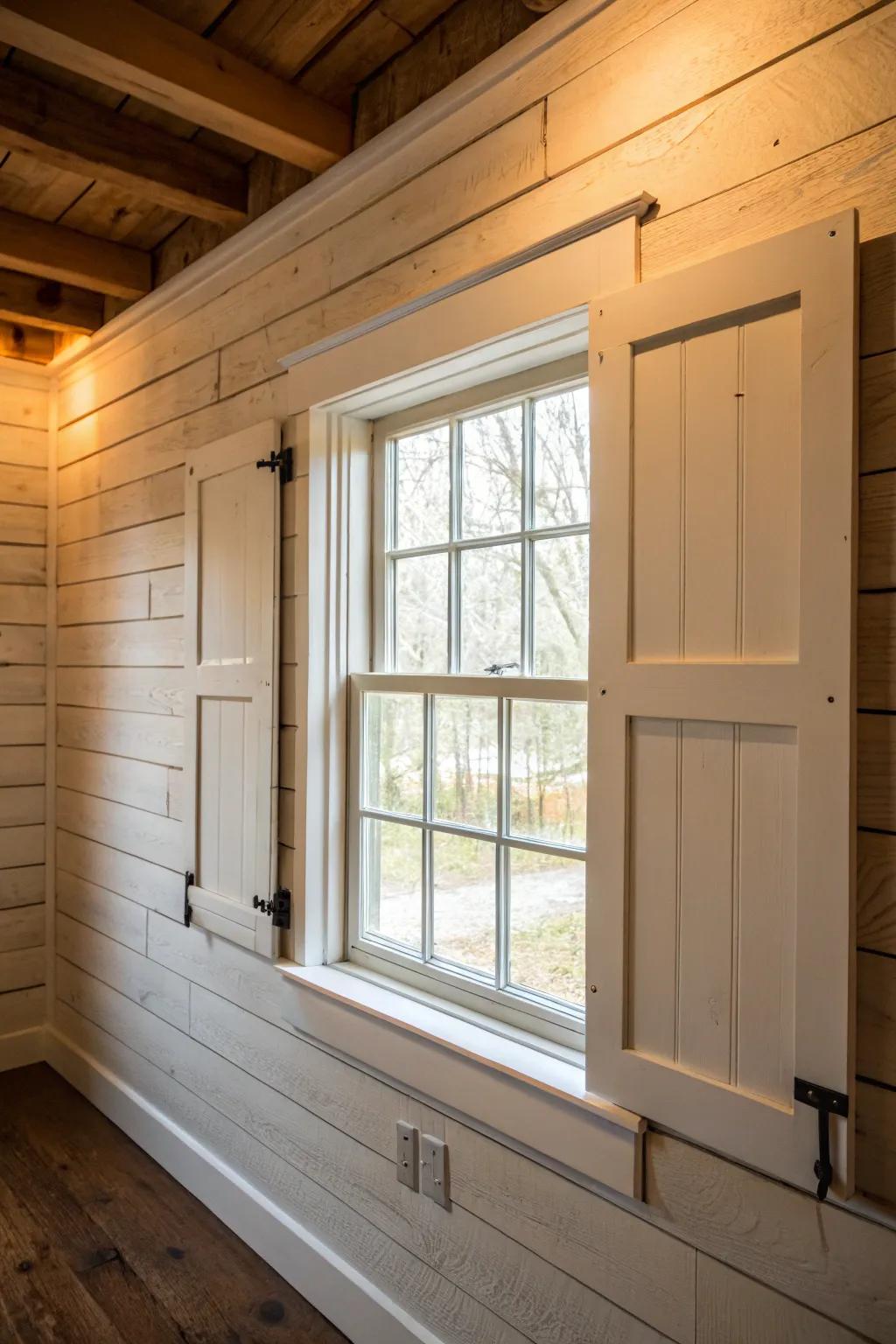 Paneling backdrop adding charm to window trim.