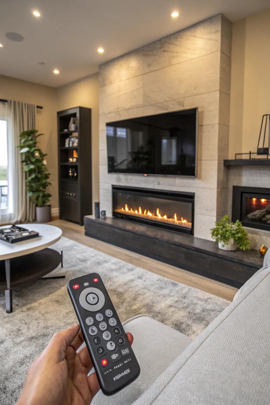 An advanced smart fireplace that integrates seamlessly with modern living.