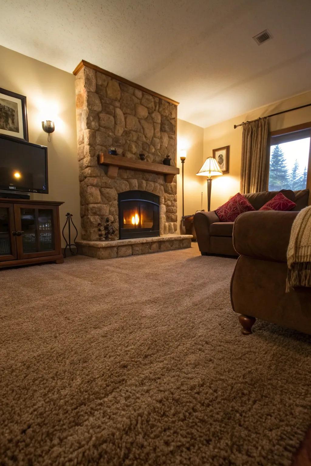 Evoke warmth through comfortable carpet flooring.
