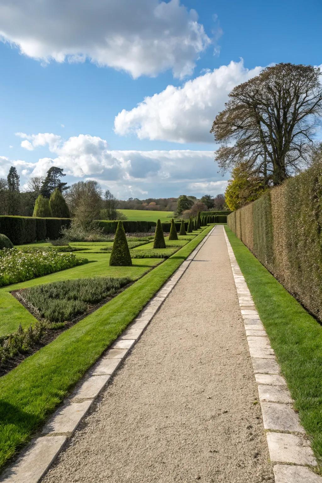 A garden path featuring defined boundaries, displaying contemporary design.