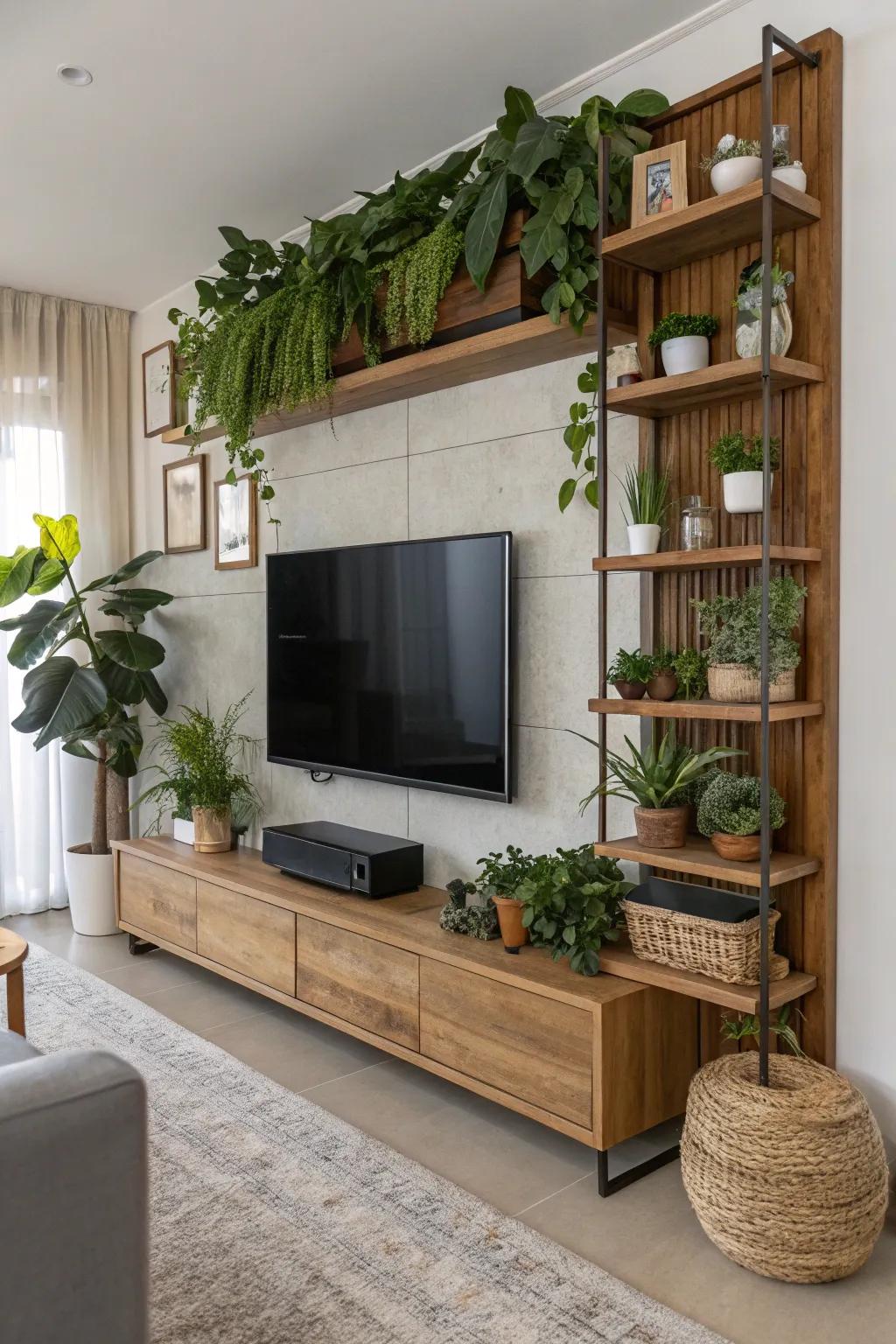 Natural components contribute life and warmth to your living room.