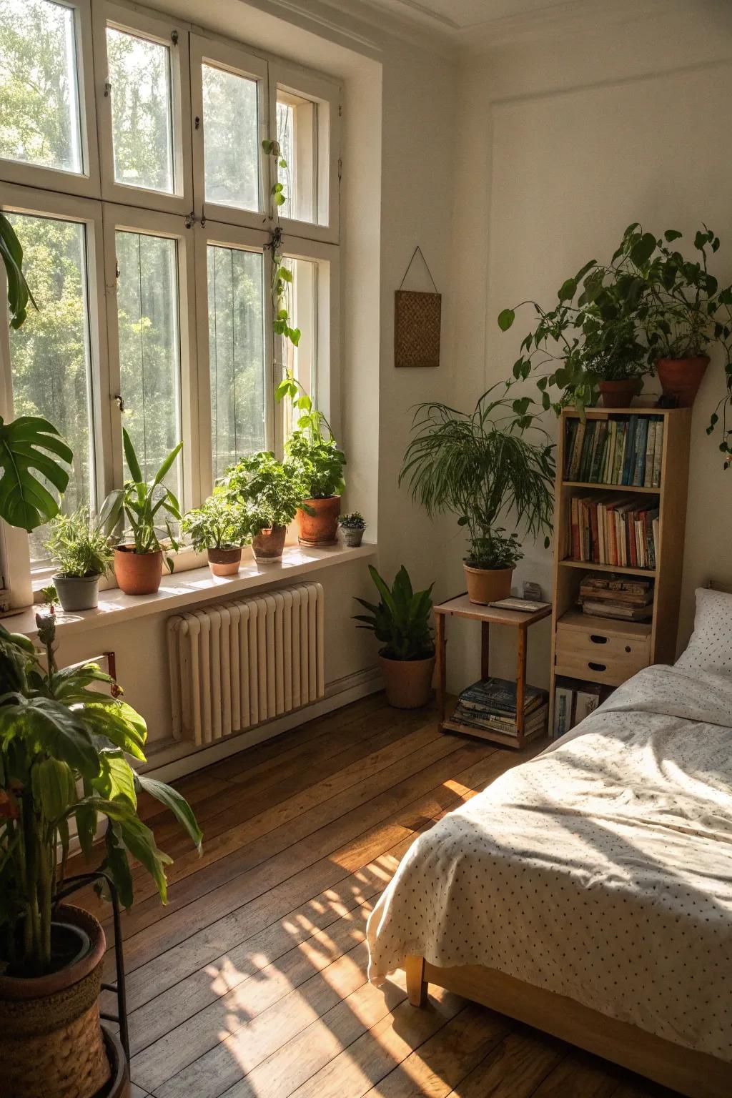 Greenery invigorates the area with a touch of nature.