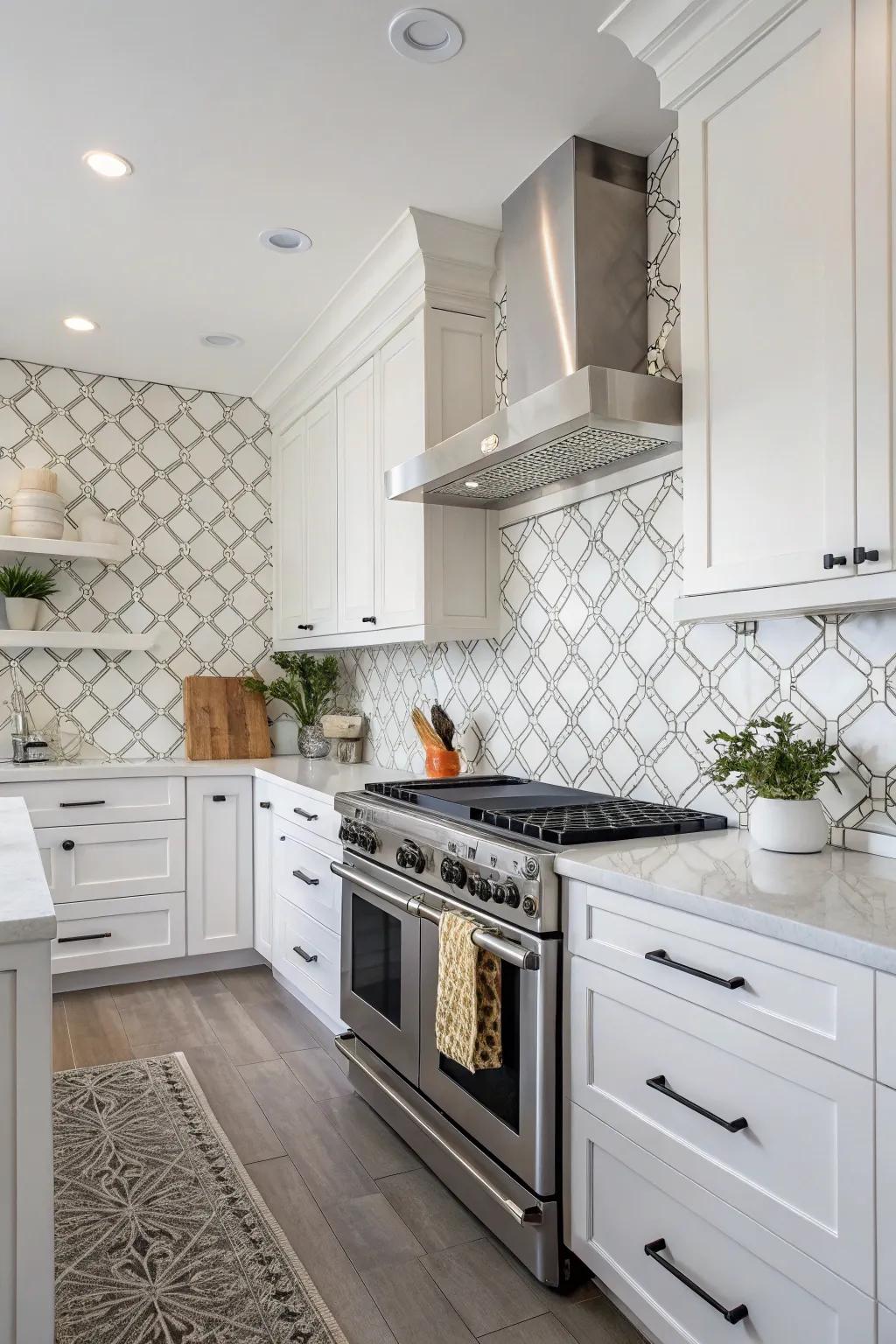 A distinctive backsplash design contributes a hint of innovation.