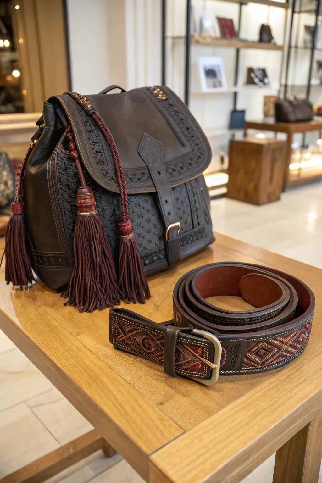 Elegant Moroccan leather accessories that elevate any outfit.