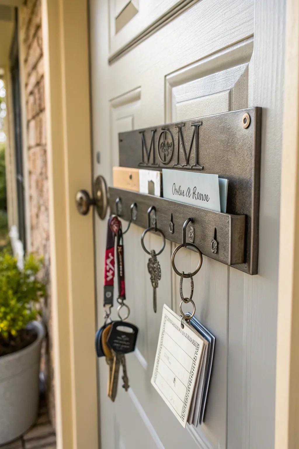 A personalized key rack uniting utility with design.