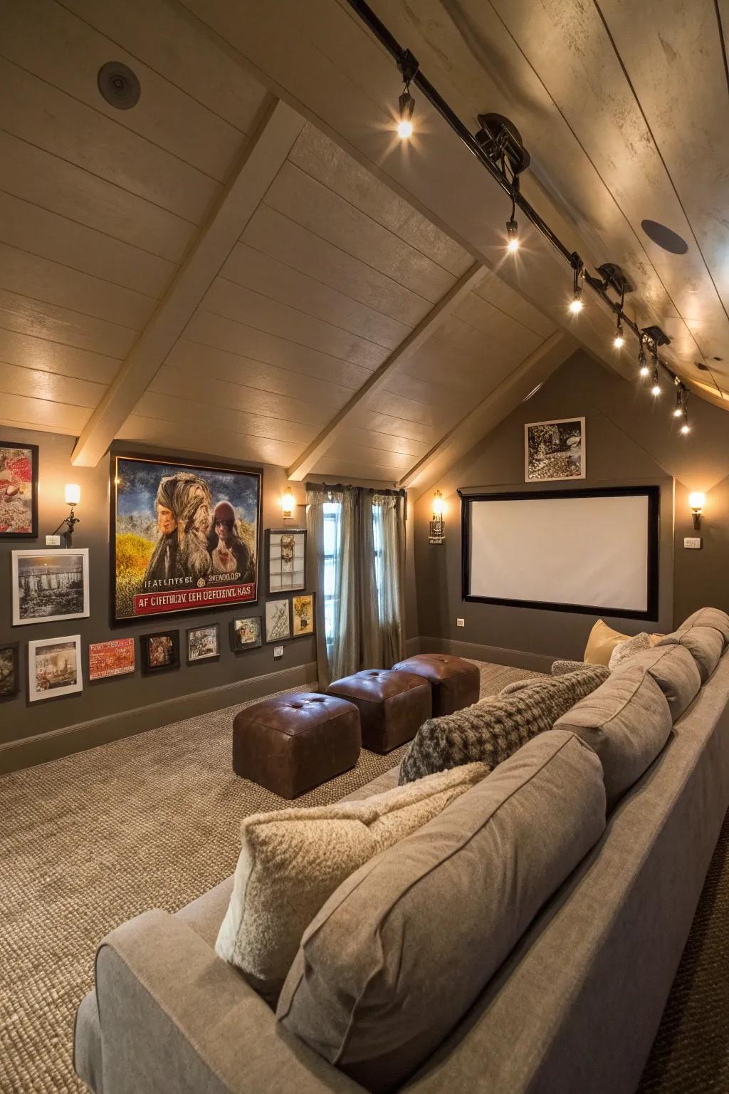 Repurpose your attic into a warm cinema hideaway.