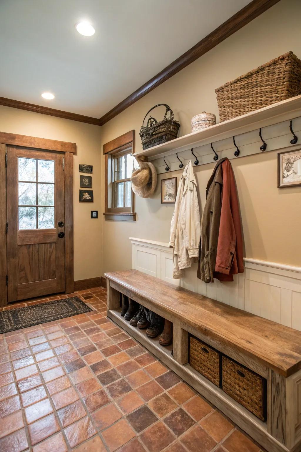 Earthy tones that create a serene entryway.