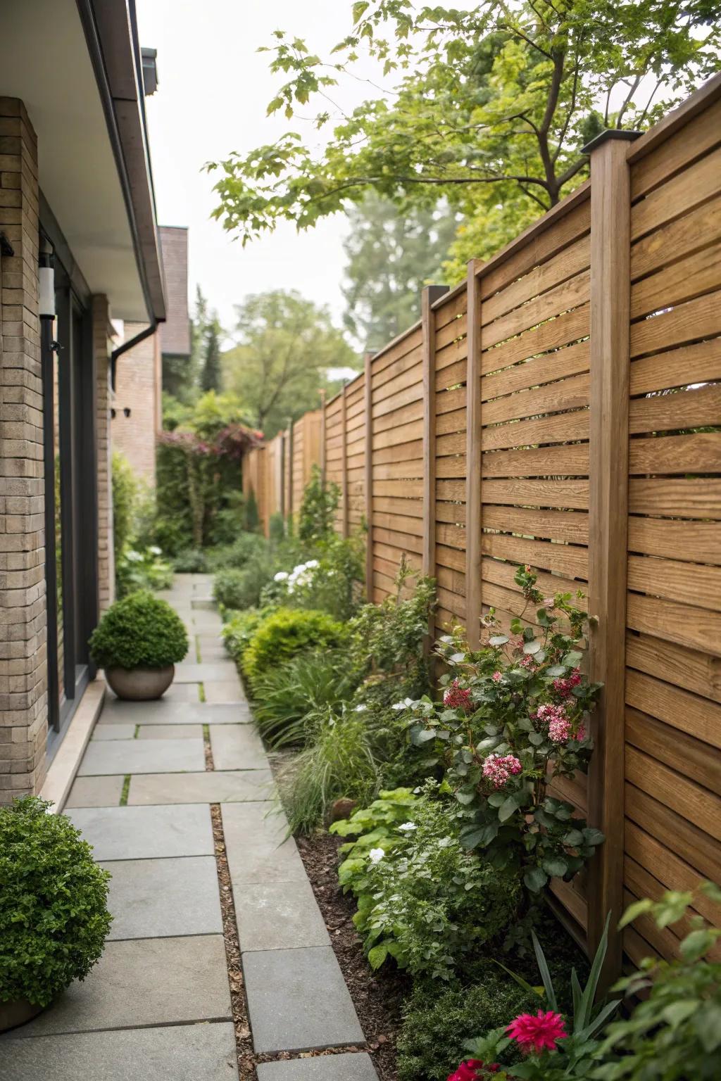 Privacy screens offer seclusion and style for side yards.